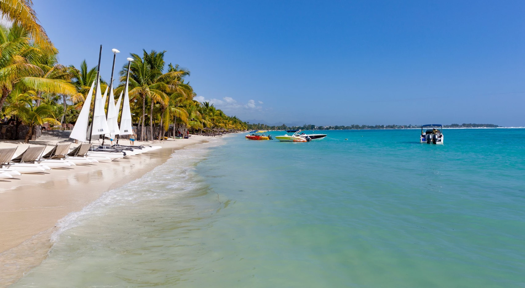 View of Mauritius lagoon and coastline near Trou aux Biches
